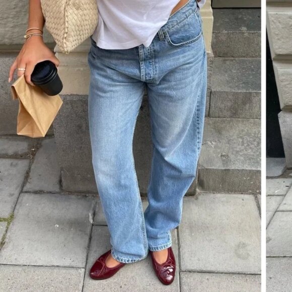 NEW  DJERF AVENUE Women's Relaxed Jeans Washed Blue - Tall Size 35 - Picture 2 of 6